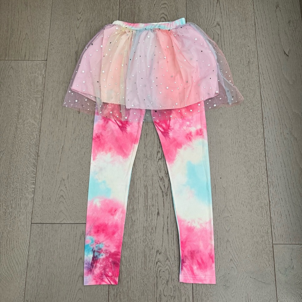 Kids Rainbow Tulle Skirt Leggings 8 years